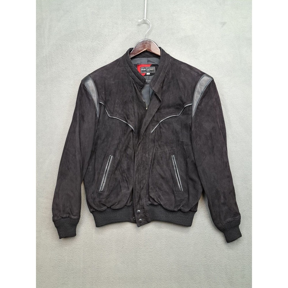 VTG MARC LAURENT Womens BLACK LEATHER BOMBER JACKET Size Medium Western Biker